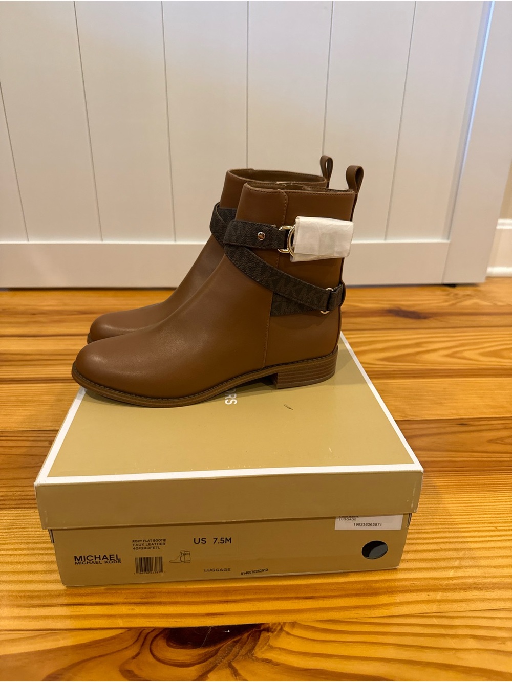 Michael Kors Tan Ankle Boots with Logo Buckle Strap